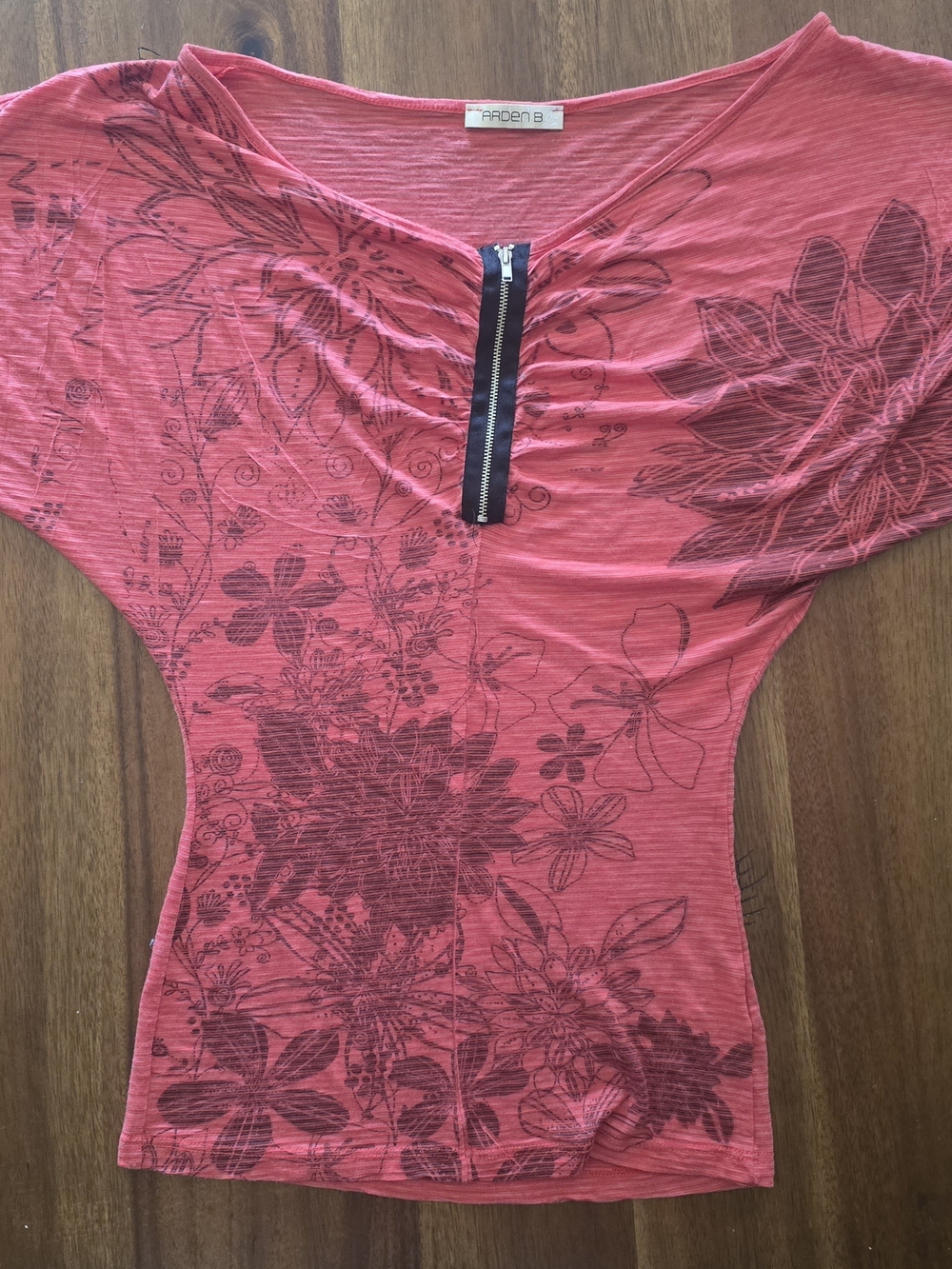 🌟 Vintage Y2K Arden B Graphic Dolman Top Womens Size Small Coral 🌟
